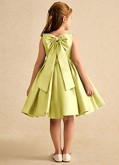 Azazie Jessie Flower Girl Dresses Lemon Sorbet A-Line Bow Matte Satin Dress image1