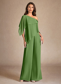 Azazie Halima Abiti per la Madre della Sposa Abito Tuta Pantaloni in Chiffon Spacco Laterale Basilico image7