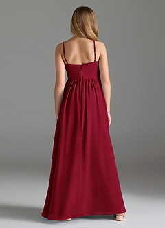 Azazie Alia Junior Burgundy A-Line Pleated Chiffon Dress image2