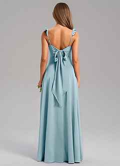 Azazie Everett Bridesmaid Dresses Moody Blue A-Line Stretch Satin Dress image2