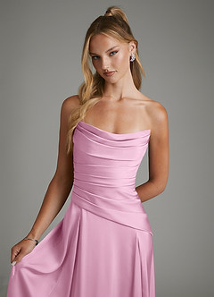 Azazie Gabriela Bridesmaid Dresses Candy Pink A-Line Corset Stretch Satin Dress image4
