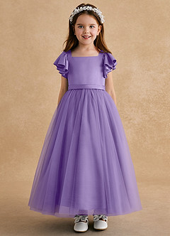 Azazie Suzy Flower Girl Klänningar Klänning A-Line i Tyll med ärmar image2