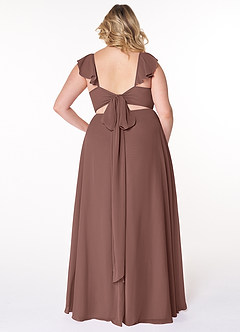 Azazie Everett Bridesmaid Dresses Espresso A-Line V-neck Ruched Chiffon Dress image7