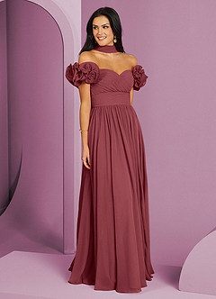 Barbie ♥ Azazie Bridesmaid Dresses Merlot A-Line Off the Shoulder Chiffon Convertible Dress image3