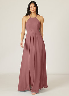 Azazie Sarah Brautjungfernkleider Empire Plissee Chiffon Kleid Wüstenrose image1