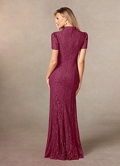Azazie Carleannia Mother of the Bride Dresses Mulberry Mermaid Lace Chiffon Dress image4