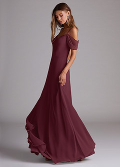 Azazie Marley Bridesmaid Dresses Cabernet A-Line Off the Shoulder Chiffon Convertible Dress image3