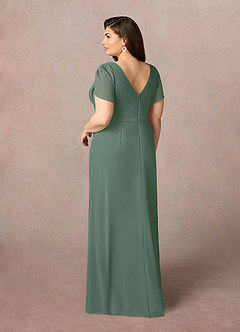 Azazie Marianne Mother of the Bride Dresses Eucalyptus Sheath V-Neck Pleated Chiffon Dress image9