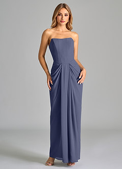 Azazie Anaïs Bridesmaid Dresses Stormy Sheath Strapless Chiffon Dress image1