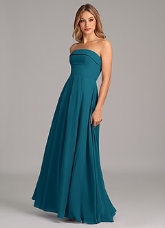 Azazie Lucienne Bridesmaid Dresses Ink Blue A-Line Strapless Chiffon Convertible Dress image4