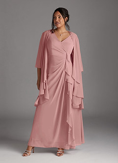 Azazie Manuella Final Sale Cabernet A-Line V-Neck Pleated Chiffon Dress image10