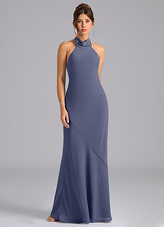 Azazie Velli Bridesmaid Dresses Stormy Mermaid Bow Chiffon Dress image6