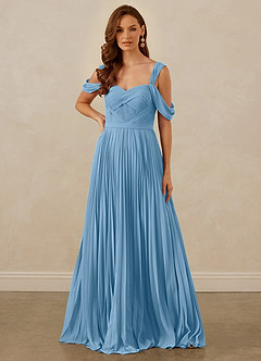 Christian Siriano Bridal for Azazie 1013 Bridesmaid Dresses Steel Blue A-Line Off the Shoulder Chiffon Dress image8