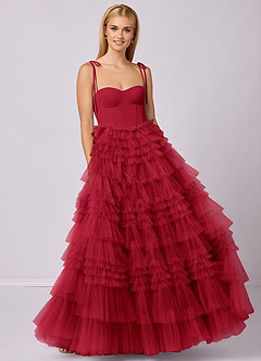 Barbie ♥ Azazie Bridesmaid Dresses Scarlet A-Line Sweetheart Neckline Tulle Dress image4