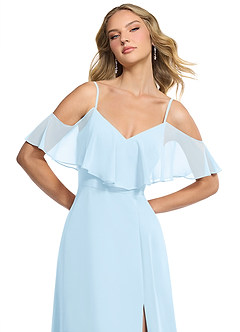 Azazie Jean Vestidos de damas de honor Vestido de Azul Cielo de Gasa de Corte en A Convertible image6