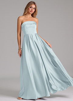 Azazie Lucienne Bridesmaid Dresses Mist A-Line Strapless Stretch Satin Convertible Dress image8