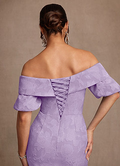 Azazie Golda Klänningar till brudens mor Klänning Tubklänning i Blommig Utbrändhet Off the shoulder Lila image6