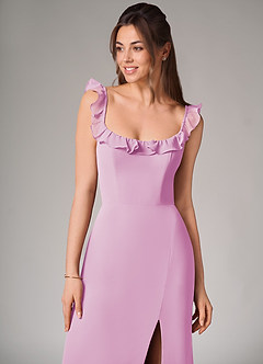 Azazie Callie Robes de demoiselle d'honneur Robe Sirène Convertible en Mousseline de soie Fente Latérale Rose Bonbon image6