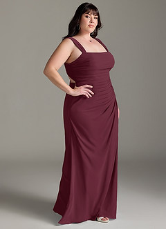 Azazie Jesaphine Bridesmaid Dresses Cabernet Sheath Bow Chiffon Dress image10