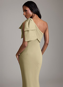 Azazie Yuanna Bridesmaid Dresses Moss Green Mermaid One Shoulder Chiffon Dress image7