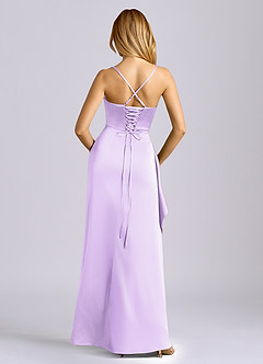 Azazie Sarai Suknie dla druhen Osłona Gorset Satyna elastyczna Do ziemi Sukienka image5