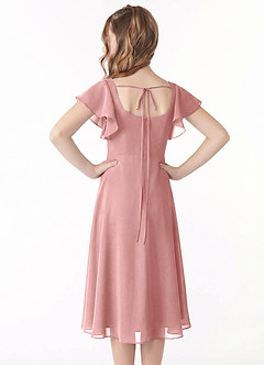 Azazie Bondi Junior Jurk van Chiffon met A-Lijn Ruches Stoffige Roos image3