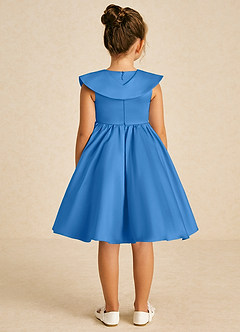 Azazie Poppet vestidos de niña de las flores Vestido de Azul Grisaceo de Satin Mate de Corte En A con Sin mangas image5