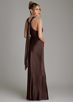 Azazie Reign Bridesmaid Dresses Ganache Mermaid Pleated Stretch Satin Dress image7