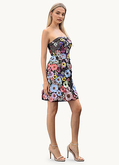 Maraya Black and Multi Mini Dress image3
