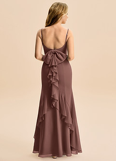Azazie Lioren Junior Espresso Mermaid Bow Chiffon Dress image3