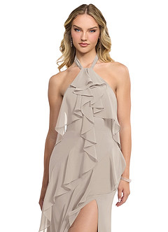 Azazie Velma Bridesmaid Dresses Frost A-Line Side Slit Chiffon Dress image4