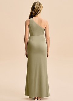 Azazie Akilah Junior Osłona Pofałdowany Satyna elastyczna Długość podłogi Młodsza druhna Sukienka image6