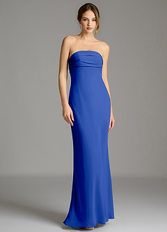 Azazie Ailanie Jurken voor bruidsmeisjes Jurk van Chiffon met Zeemeermin Strapless Koningsblauw image1