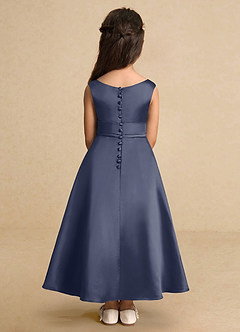 Azazie Lindy Flower Girl Dresses Stormy A-Line Pleated Matte Satin Dress image7