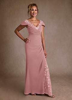 Azazie Betania Mother of the Bride Dresses Dusty Rose Mermaid Sequins Chiffon Dress image3