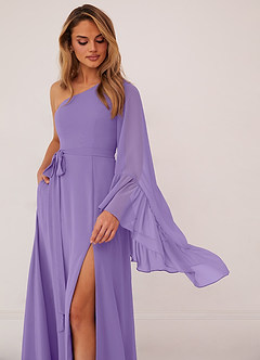 Barbie ♥ Azazie Jurken voor bruidsmeisjes Jurk van Chiffon met A-Lijn Lange mouw Tahiti image5