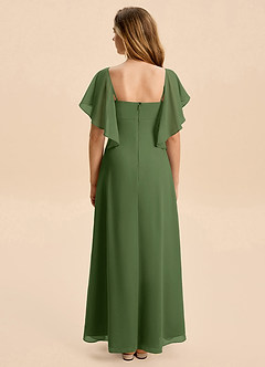 Azazie Selena Junior Olive A-Line Ruched Chiffon Dress image2