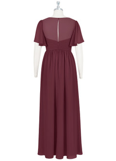 Azazie Verna Maternity Bridesmaid Dresses A-Line V-Neck Ruched Chiffon Floor-Length Dress image8