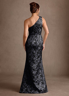 Azazie Victoria Mother of the Bride Dresses Black Mermaid Ruched Jacquard Dress image2