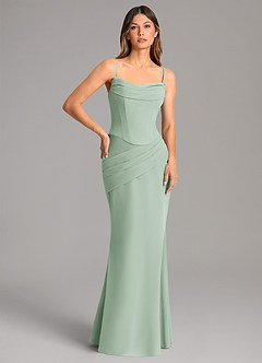 Azazie Sorrel Bridesmaid Dresses Agave Mermaid Corset Chiffon Dress image2