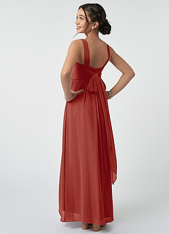 Azazie Kora Junior Terracotta A-Line Pleated Chiffon Dress image4