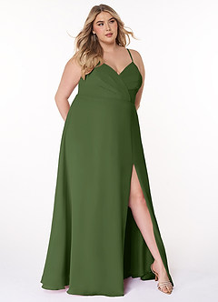 Azazie Everleigh Bridesmaid Dresses Olive A-Line Sweetheart Pleated Chiffon Dress image8