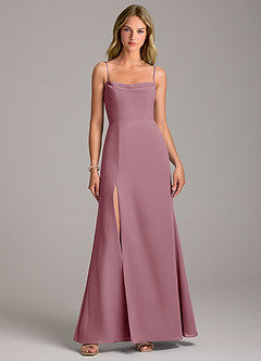 Azazie Tahlia Bridesmaid Dresses Vintage Mauve A-Line with Belt Chiffon Dress image4