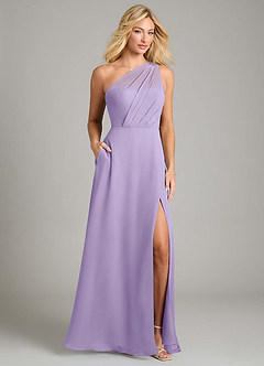 Azazie Phaedra Bridesmaid Dresses Lilac A-Line One Shoulder Chiffon Dress image1