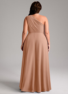 Azazie Phaedra Jurken voor bruidsmeisjes Jurk van Chiffon met A-Lijn One-Shoulder Champagne Roos image10