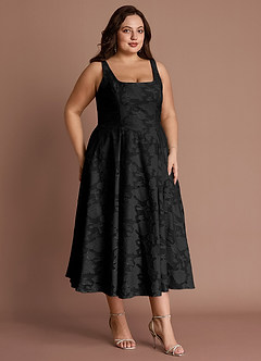 Amalie Black A-line Midi Dress image9