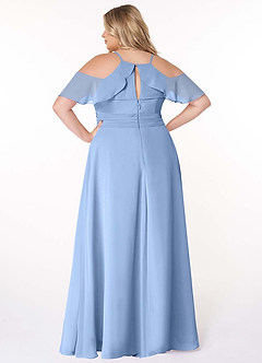 Azazie Dakota Bridesmaid Dresses Steel Blue A-Line V-Neck Pleated Chiffon Dress image9
