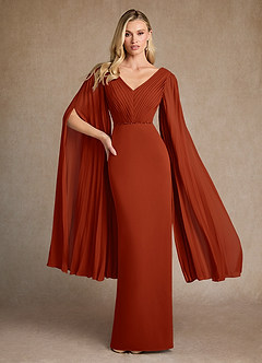 Azazie Ellsworth Kleider für die Brautmutter Spalte Plissee Stretch-Krepp Kleid Rost image1