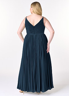 Azazie Raychelle Bridesmaid Dresses Dark Navy A-Line V-Neck Chiffon Dress image9