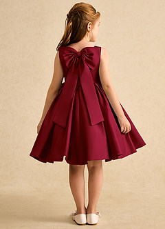 Azazie Jessie Flower Girl Dresses Burgundy A-Line Bow Matte Satin Dress image1